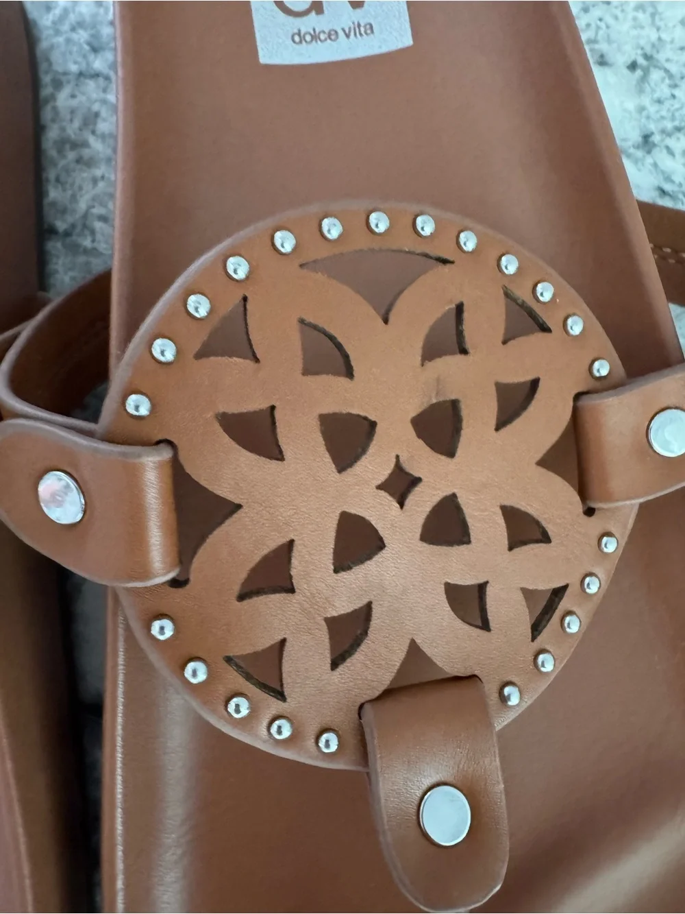 DV by Dolce Vita Tan Cutout Medallion Thong Sandals